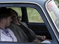 美人, フェラチオ, チン, 天然, 乳首, オーガズム, アウトドア, ヴィンテージ