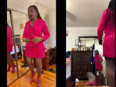 Nana, Gros seins, Noire, Noir ébène, Lingerie, Public, Transsexuelle, Nénés