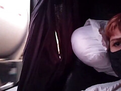 デカ尻, バス, 彼女, 公共, オマンコ, 一人, ティーン, オッパイの