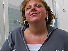 German BBW loves stuffing her blue dildo deep inside