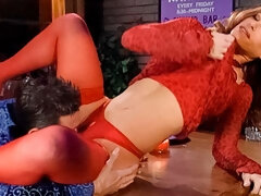 お尻, 毛深い, なめる, オマンコ, 赤毛, ストッキング, オッパイの, ヴィンテージ