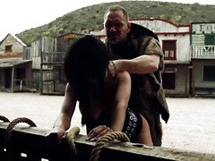 Horny cowboy is fucking amazing brunette on the street