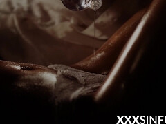 Nice guy passionately massages his date before love making