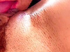 Stel, Huisgemaakt, Latijnse vrouw, Likken, Stiefmoeder, Zuigen, Nat, Vrouw