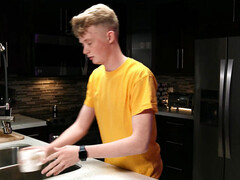 Grote mammen, Blond, Lul, Man, Natuurlijke tieten, Kut duiken, String, Vrouw