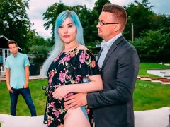 デカ尻, デカパイ, バック, ダブル開発, 淫乱熟女, 3p男男女, アウトドア, 三人