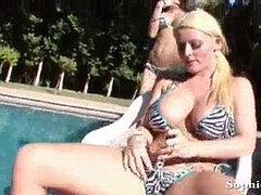 Pool, big-titted, bathing suit