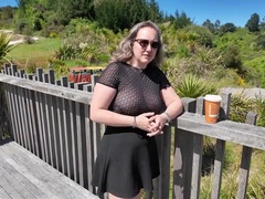 Grote mammen, Stel, Vrouw, Flashing, Hd, Openbaar, Nat, Vrouw