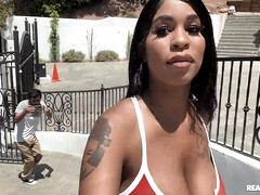 アメリカ人, お尻, 美女, フェラチオ, 黒人, 怪物, 馬乗り, オッパイの