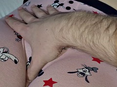 Spit and rub sweet pussy in pajamas, my stepsister let me play with her cameltoe pussy