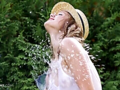 Fingern, Klaffend, Handjob, Masturbation, Im freien, Rasiert, Solo, Nass