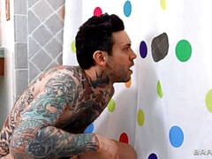 お尻, 浴室, デカパイ, 茶髪の, イマラチオ, チン, オーガズム, オッパイの