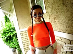 Pijpbeurt, Jonge meid, Hondjeshouding, Hd, Latijnse vrouw, Gezichtspunt, Spuiten, Tieten likken