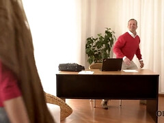 18 años, Rubia, Mamada, Papá, Fetiche, Maduro, Oficina, Adolescente