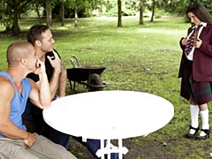 18, お尻, フェラチオ, 茶髪の, バック, ダブル開発, 自然山雀, ティーン