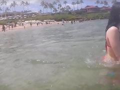 Plage, Bikini, Éjaculation interne, Exhib, Petite amie, De plein air, Pov, Public