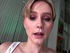 POV pixie haircut greedily sucks cock to random guy