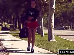 TEENFIDELITY Cute Cheerleader Liza Rowe Shakes Her Pom Poms