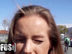 Kinuski Kakku gets her shaved pussy creamed in public POV
