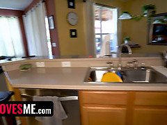 Step bro pounds and creams SisLovesMe's tight pussy in hot POV video - tattoos, small tits, and a mouthful of cum