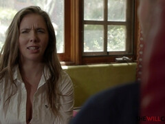 デカパイ, ブロンド, フェラチオ, 毛深い, 旦那, 自然山雀, オマンコ, スパンキング