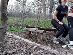 Public sex and blowjob in the woods - extreme teen sex