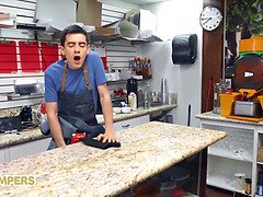 デカパイ, ブロンド, 茶髪の, ぽちゃ, 女 人男 人, 淫乱熟女, 自然山雀, 三人