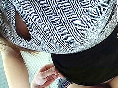 Caught pounding by passersby during exhibitionism waiting for the train at the station in mind-blowing sundress