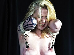 Submissive long-legged blonde babe Weekay White gets humiliated