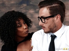 Horny married couple having fun with dark-skinned hooker