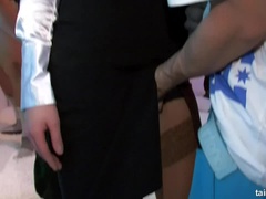 Stiefel, Cfnm, Fetisch, Interrassisch, Party, Muschi, Strümpfe, Ablutschen