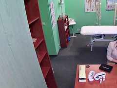 Nasty brunette patient rides doctors cock