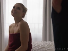 ブロンド, 爸, 娘, なめる, お仕置き, オマンコ, 剃毛, オッパイの