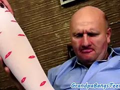 Knob loving teenager babe nailed by old