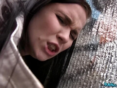 Hot Babe Fucks Stranger In Alleyway - Joana Black gets POV cum on face outdoors