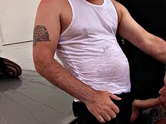 デカパイ, フェラチオ, 着衣女と全裸男, 顔射, ドイツ人, ハードコア, 熟年, 三人