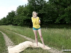 ブロンド, ヨーロピアン, 公共, ふっくら乳首, 剃毛, ガリガリ, ティーン, オッパイの