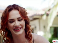 Aziatisch, Grote mammen, Bruinharig, Diep in de keel, Hd, Interraciaal, Shemale, Tieten likken