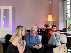 Frisky blonde housewife milks and rides her brother-in-law