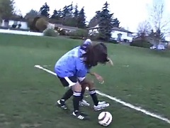 Soccer sluts showing off to the coach