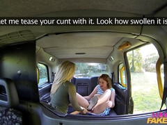 Wild Lesbians Share A Massive Dildo 1 - Female Fake Taxi