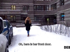 18, 着衣女と全裸男, 衣服着たままセックス, 自家製, ジーンズ, お金, 赤毛, ロシア人