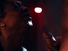 デカパイ, 黒人, フェラチオ, 茶髪の, チン, 開帳, 異人種間, 三人