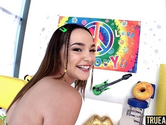 Cul, Grosse bite, Gros seins, Brunette brune, Éjaculation interne, Naturelle, Chatte, Lécher le sphincter