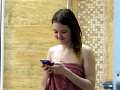 茶髪の, イく瞬間, バック, 彼女, キス, 馬乗り, ロシア人, ティーン