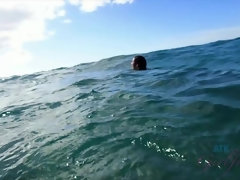 Leie, Strand, Blondine, Im freien, Öffentlich, Muschi, Rasiert, Titten