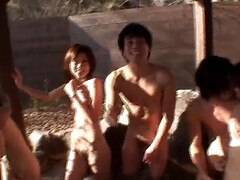 Amateur, Asiatique, Groupe, Hd, Japonaise, Orgie, De plein air, Adolescente