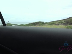 Leie, Bad, Strand, Bikini, Blasen, Braunhaarige, Pov, Öffentlich