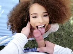 Américain, Cul, Noire, Sucer une bite, Brunette brune, Queue, Pov, Nénés