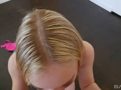 Blondine, Blasen, Spermaladung, Aufs gesicht abspritzen, Pov